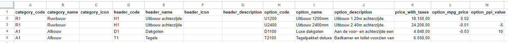 CSV file