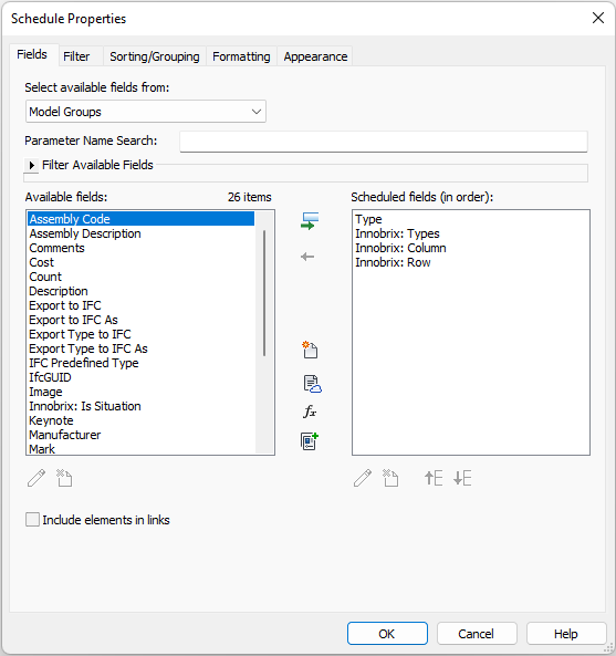 Schedule Fields