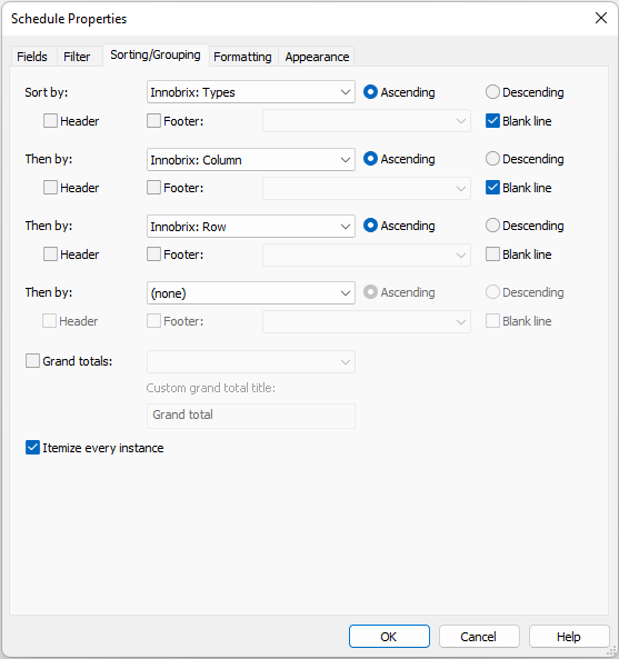 Schedule Fields